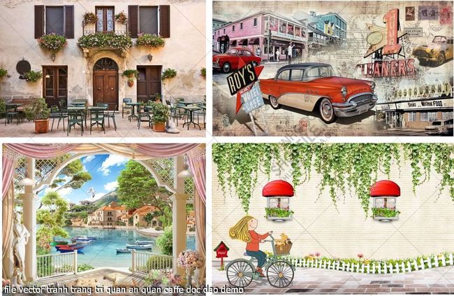 file vector tranh ca phe trang tri quan an quan caffe doc dao